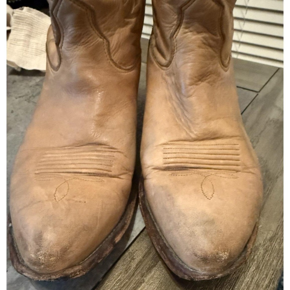 Vintage Nocona Men's 9.5D Tan Leather Western Cowboy Boots Soft Leather - Picture 7 of 13